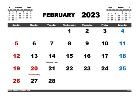 Free Printable February 2023 Calendar Pdf And Variety Formats Name