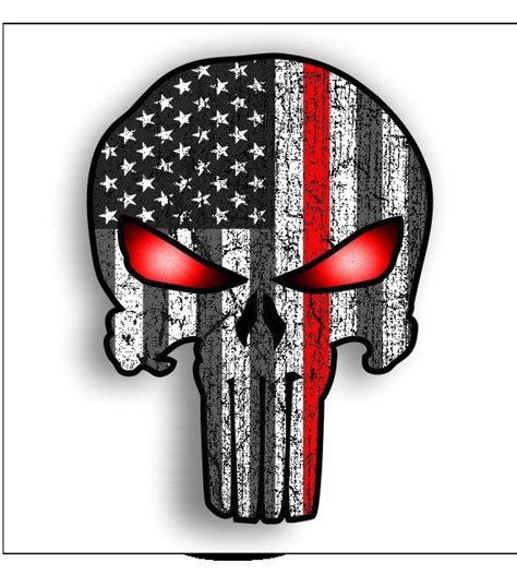 Red Line Punisher With Subduded American Flag And Glowing Eyes Etsy
