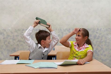 Elementary School Fight On Lesson — Stock Photo © Doctorkan 1402072