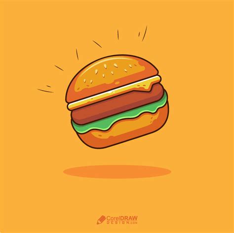 Downloading Cheese Burger Cartoon Beautiful Illustration Vector