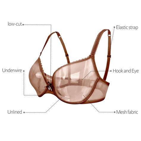 Vogues Secret See Through Sexy Lace Bra Plus Size Unlined Clear Sheer