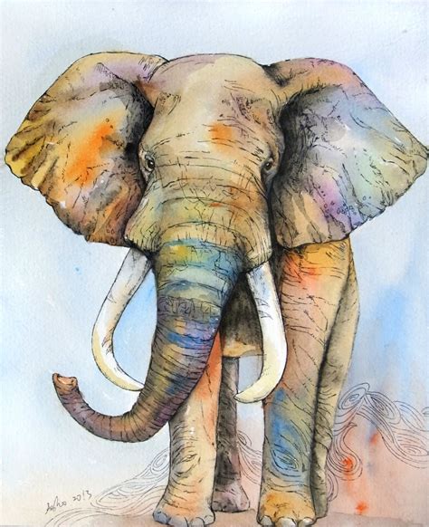 Ooak 8x10 Original Watercolor Elephant Art Nursery By Asho On Etsy
