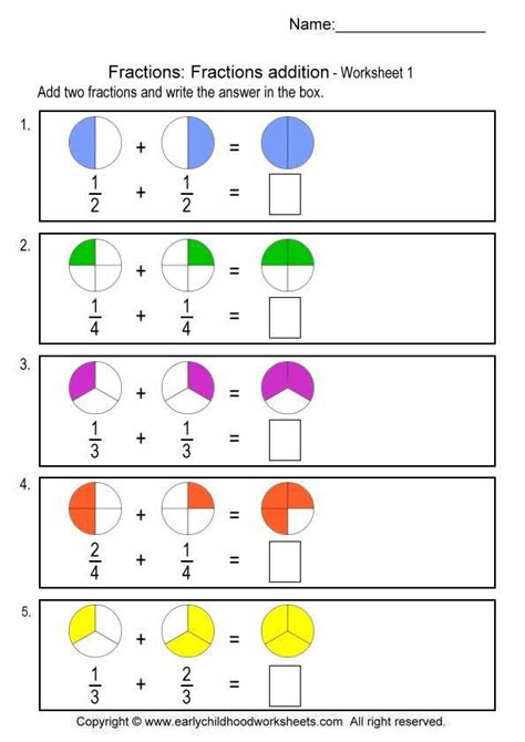 Add And Subtract Fractions Fraction Worksheets For Year 3 Age 7 8