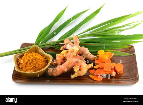 Turmeric Roots And Powder Stock Photo Alamy