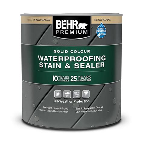 Behr Premium Solid Colour Waterproofing Stain And Sealer Deep Base No