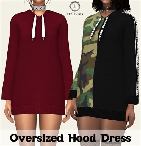 Oversized Hood Dress At Lumy Sims Sims 4 Updates