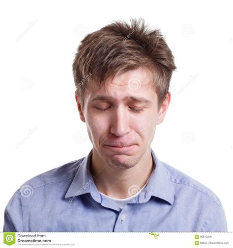 Sad Man Face Expressing Negative Emotion, Isolated Stock Photo - Image of isolated, emotion ...
