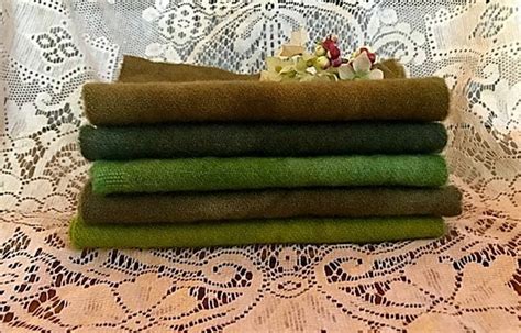 Rug Hooking Wool Fabric Hand Dyed Felted Go Green Bundle Etsy