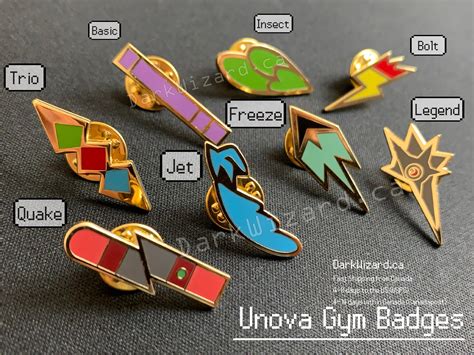 Pkm Unova Gym Badges With Display Board Metal Pin For Etsy
