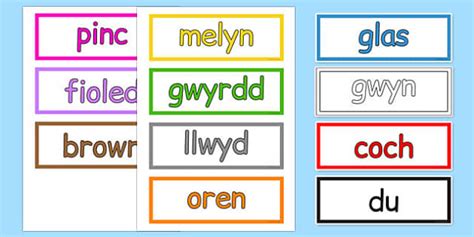 Welsh Colours Flash Cards Twinkl Resources Wales