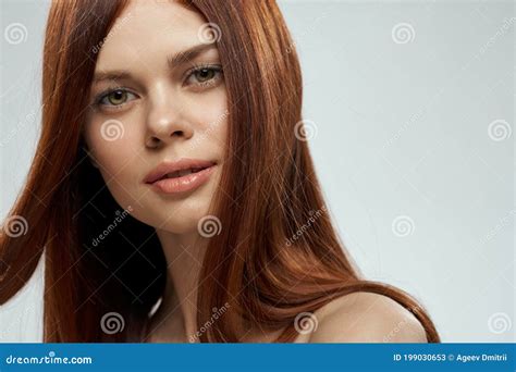 Woman With Beautiful Long Hair Care Nude Shoulders Cosmetics Cropped