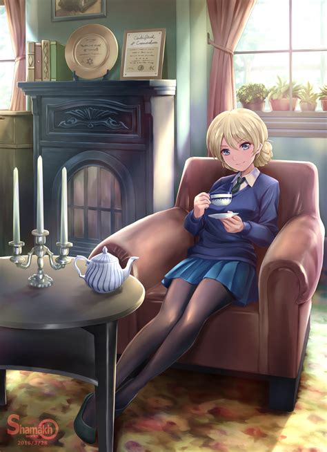 Blonde Legs Women Indoors Anime Anime Girls Girls Und Panzer