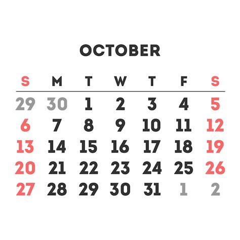 Premium Vector October 2024 Month Calendar Vector Illustration