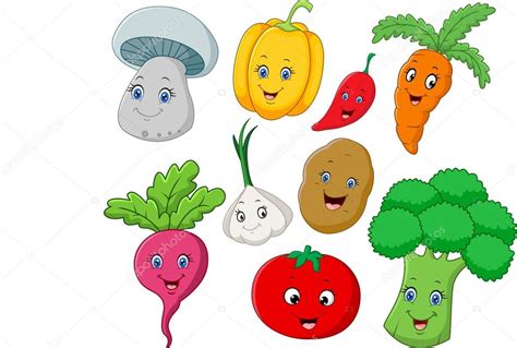 Caricatura De Verduras Frescas Vector Gráfico Vectorial