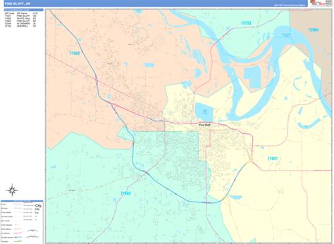 Pine Bluff Arkansas Wall Map Color Cast Style By Marketmaps Mapsales