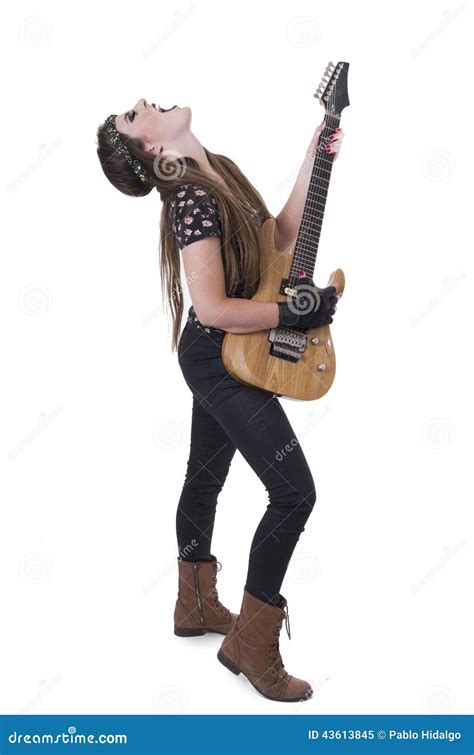 Beautiful Young Rocker Girl Dressed In Black Stock Image Image Of