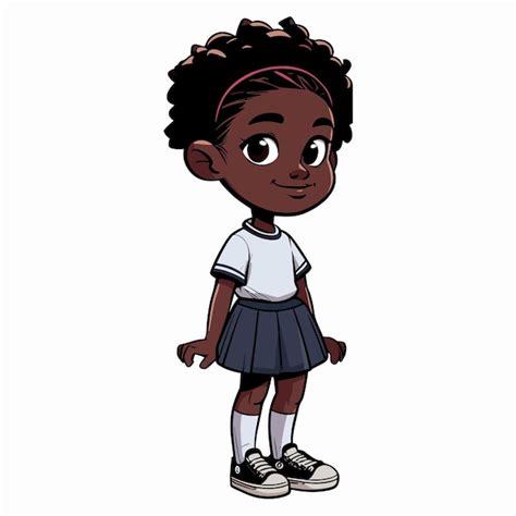 Vector Est Un Personnage De Dessin Animé Afro Américain Vecteur Premium