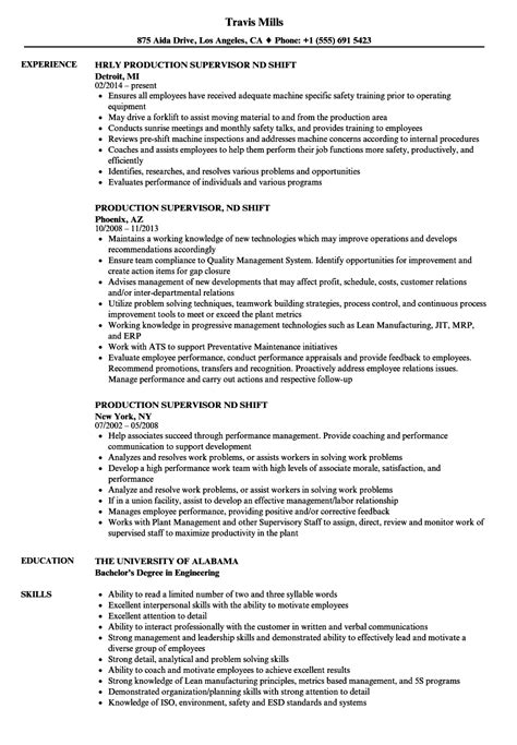 The typical cv format of production manager would include his major job responsibilities as coordinating with clients for developing project plan, guidelines and timelines; Production Supervisor Resume Examples - Best Resume Examples