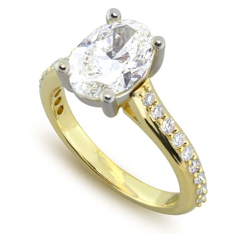 Two Tone Gold Ladies Center Oval Diamond Engagement Ring Sarkisians