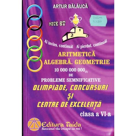 Matematica Culegere Pt Clasa A Vi A De Artur Balauca Ed Taida