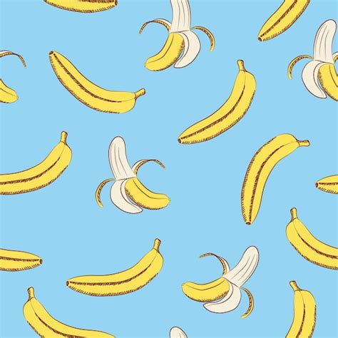 Premium Vector Seamless Pattern Of Bananas On A Blue Background