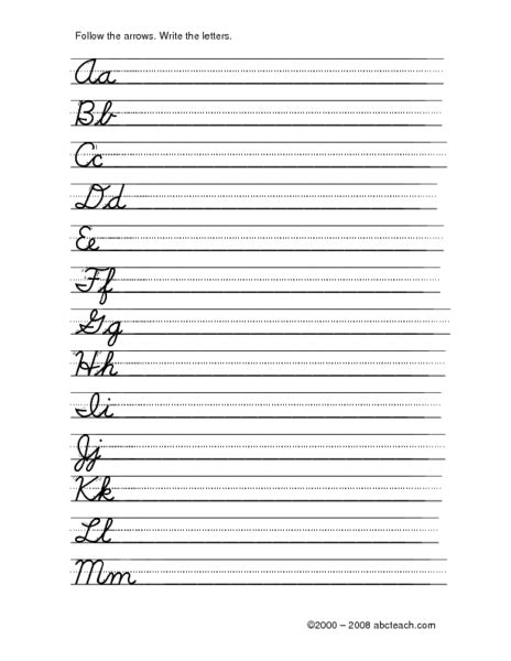 Dnealian Cursive Writing Practice A Z Worksheet For 3rd 4th Grade