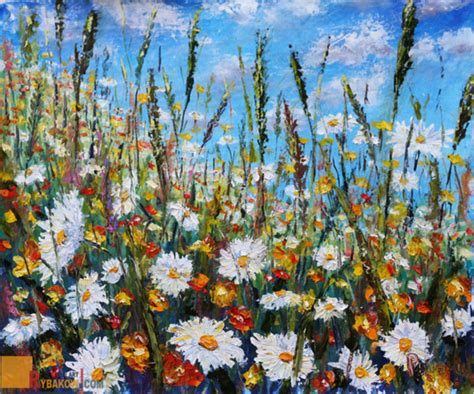 Flower Painting Glade Summer Flowers Artist Valery Rybakow
