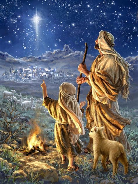 Shepherds Keeping Watch Illuminated Fine Art Christmas Nativity Scene Christmas Scenes