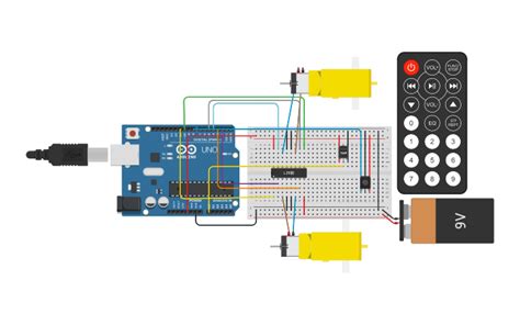 Circuit Design Projeto Controlar Dois Motores Dc Por Ir Tinkercad