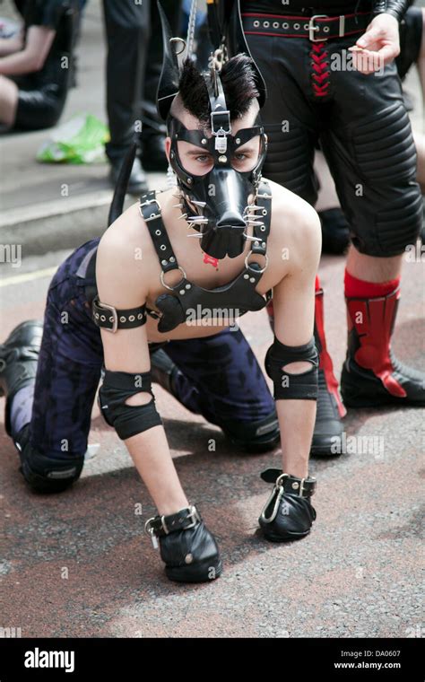 London Gay Pride Participant Dressed Inn Dog Slave Rubber Gimp