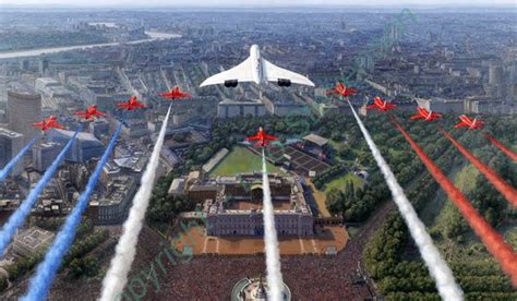 Concorde With Red Arrows Concorde British Aircraft Passenger Aircraft