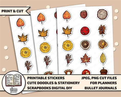 Autumn Printable Stickers Digital Download Stickers Etsy