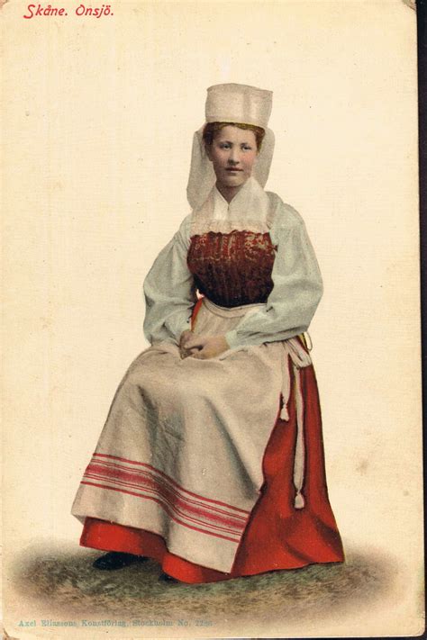 Vintage Swedish Postcards Skåne Woman Traditional Dress Flickr