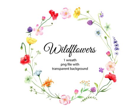 Watercolor Wildflowers Wreath Clipart Botanical Floral Etsy