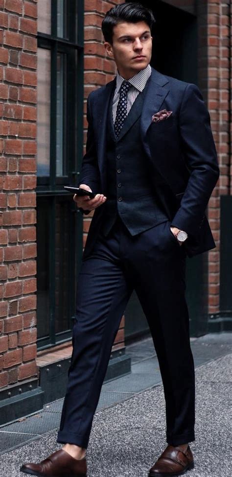 Classic Dark Blue Three Pieces Suits Dressing Like A True Gentleman Is