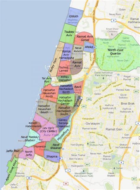 Mapa Del Barrio De Tel Aviv Alrededores Y Suburbios De Tel Aviv