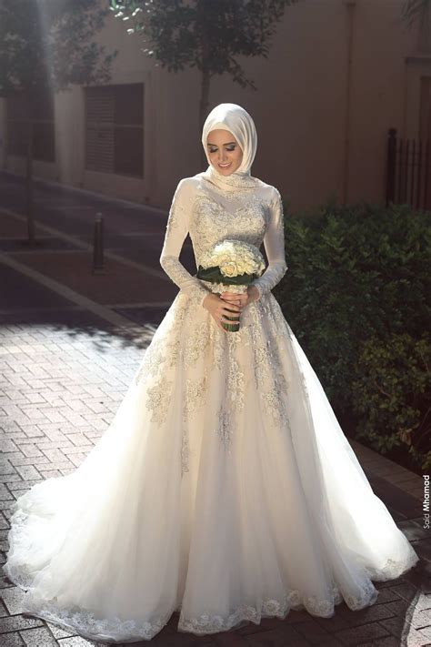 Vestido de noiva estilo arábico vestido para casamento manga longa