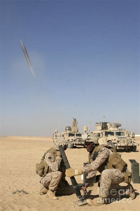 Us Marines Firing A 60 Mm Mortar Photograph By Stocktrek Images