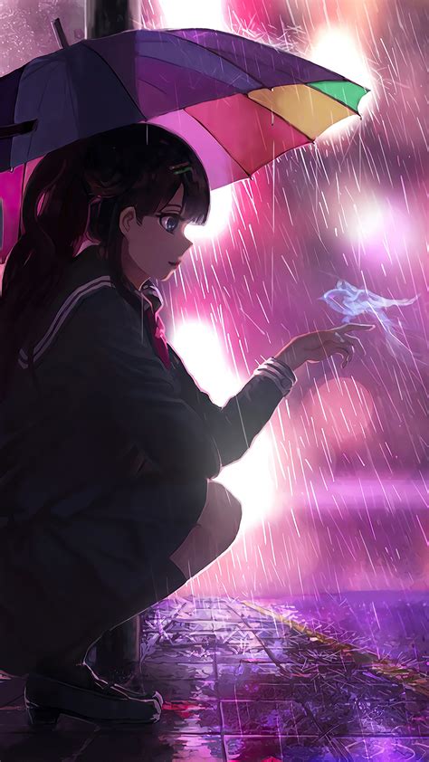 2160x3840 Umbrella Rain Anime Girl 4k Sony Xperia Xxzz5