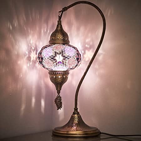 Demmex Colors Turkish Moroccan Mosaic Table Lamp Swan Neck