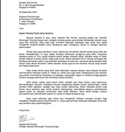 Contoh Surat Kiriman Rasmi Bahasa Melayu Contoh Surat