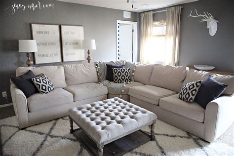 Neutral Living Room With Chelsea Gray Walls A Cream Sectional
