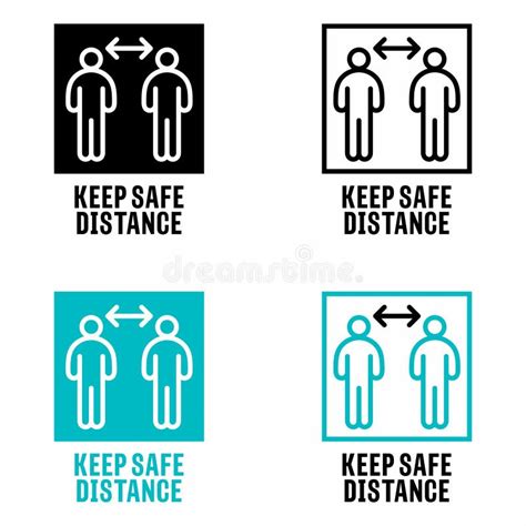 `keep Safe Distance` Warning And Preventive Information Sign Stock