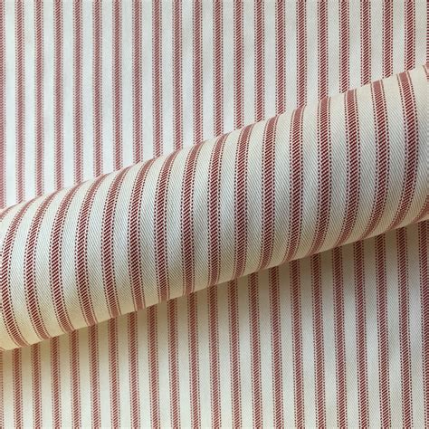 Red Farmhouse Stripe Cotton Upholstery Fabric 54 Plankroad Home Decor