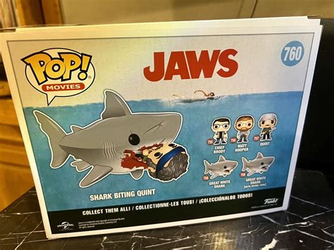 Funko Pop Movies Jaws Shark Biting Quint 760 2019 Sdcc Exclusive