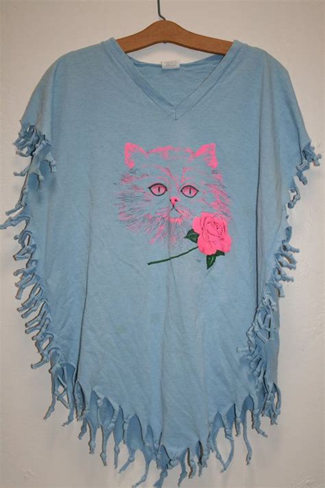 80s Tie Fringe Kitty Cat Shirt Trending Outfits Cat Shirts Clothes