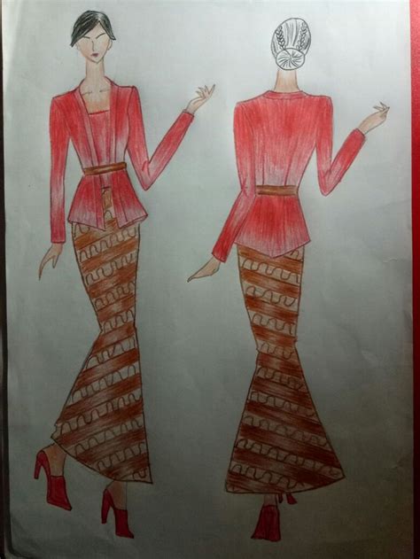 Fashion Drawing Kebaya Gambar Sketsa Desain
