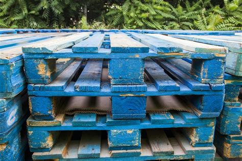 Blue Wooden Pallets Stock Image Image Of Building Delivery 151819123