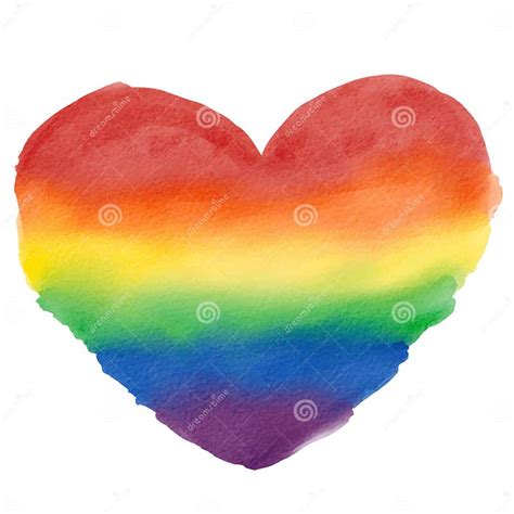 lgbt pride month watercolor texture concept rainbow flag brush style in heart shape isolate on