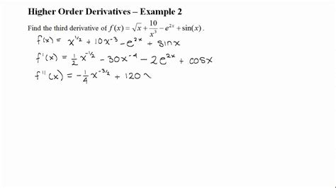 Higher Order Derivatives Example 2 Youtube